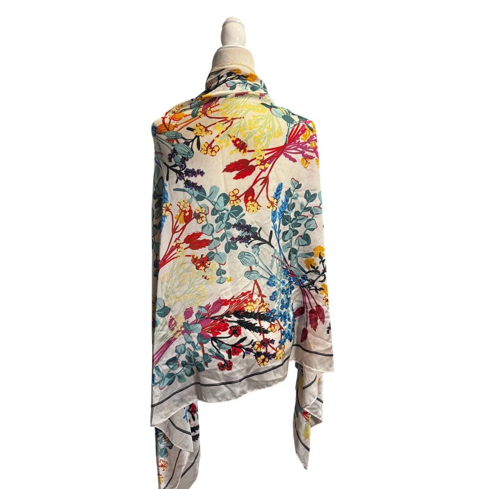 Pretty Persuasions Botanical Bird Print Scarf Wrap 36x72 Multicolor Polyester - Picture 4 of 7